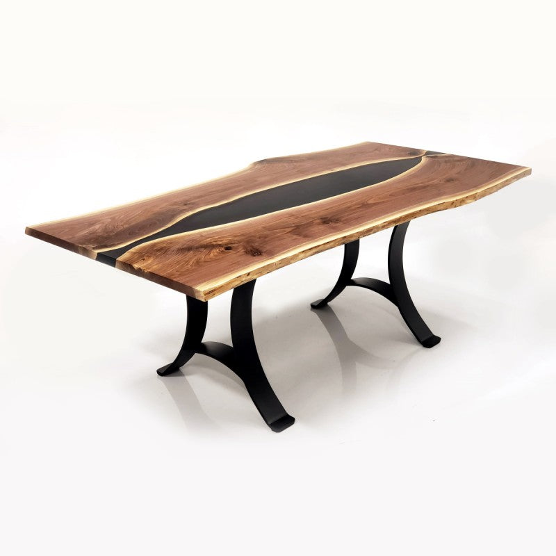 Walnut Epoxy River Table. Handcrafted Custom Dining Tables. Kitchen Table.