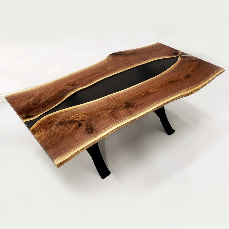 Walnut Epoxy River Table. Handcrafted Custom Dining Tables. Kitchen Table.