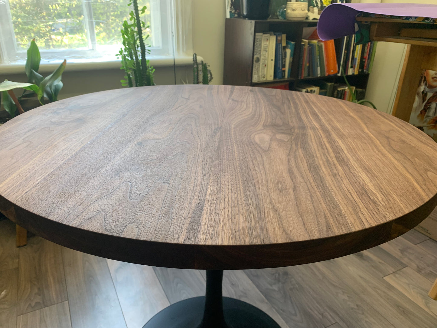 Round Walnut Dining Table. Build Your Own Round Table. Kitchen Table. Metal or Hardwood Legs