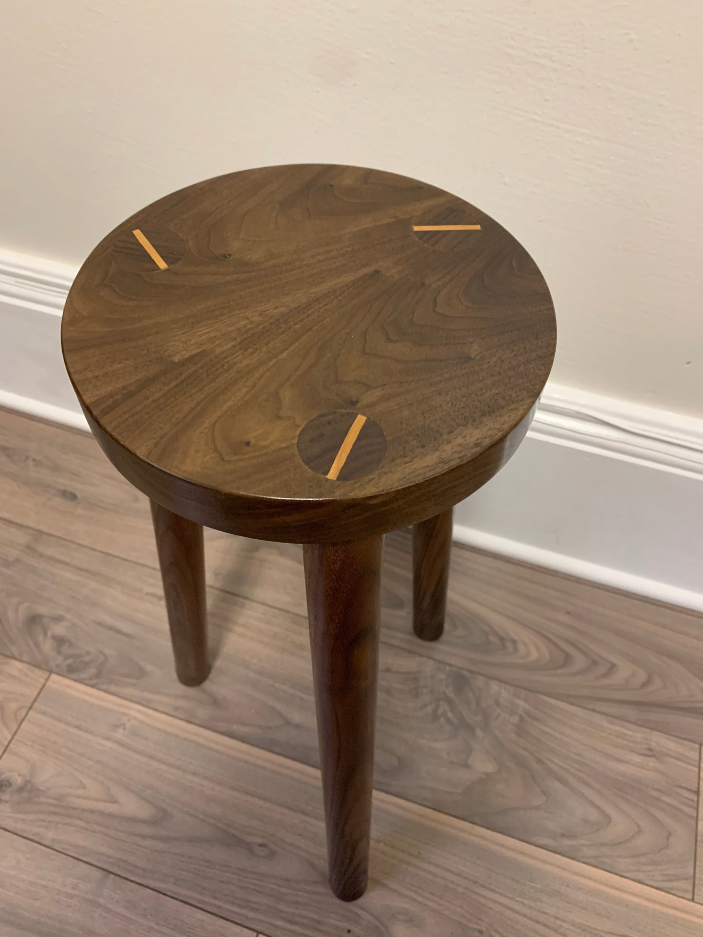 Black Walnut Milking Stool. Handcrafted Solid Black Walnut Stool. Holds adult weight