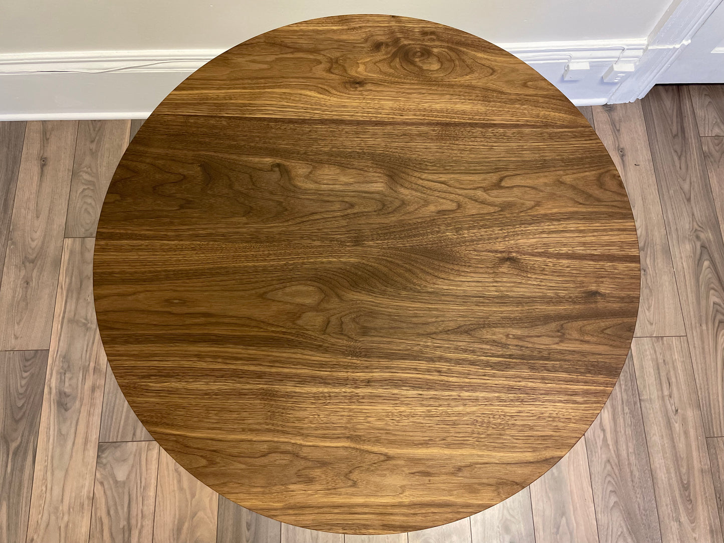 Round Walnut Dining Table. Build Your Own Round Table. Kitchen Table. Metal or Hardwood Legs