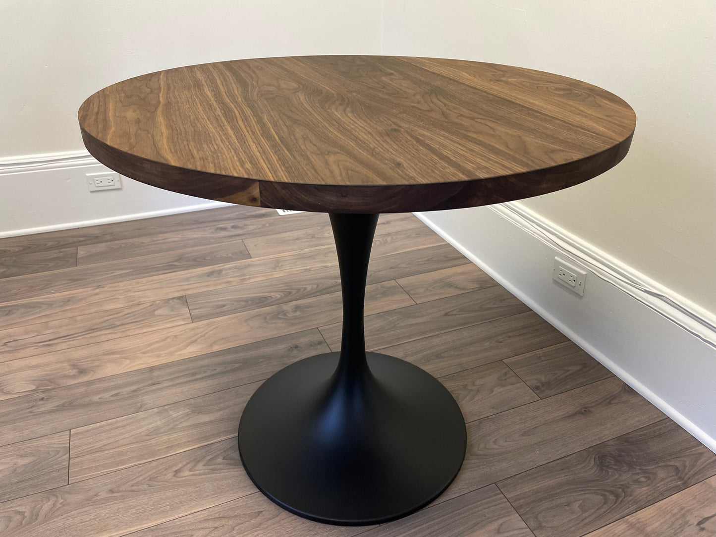 Round Walnut Dining Table. Build Your Own Round Table. Kitchen Table. Metal or Hardwood Legs