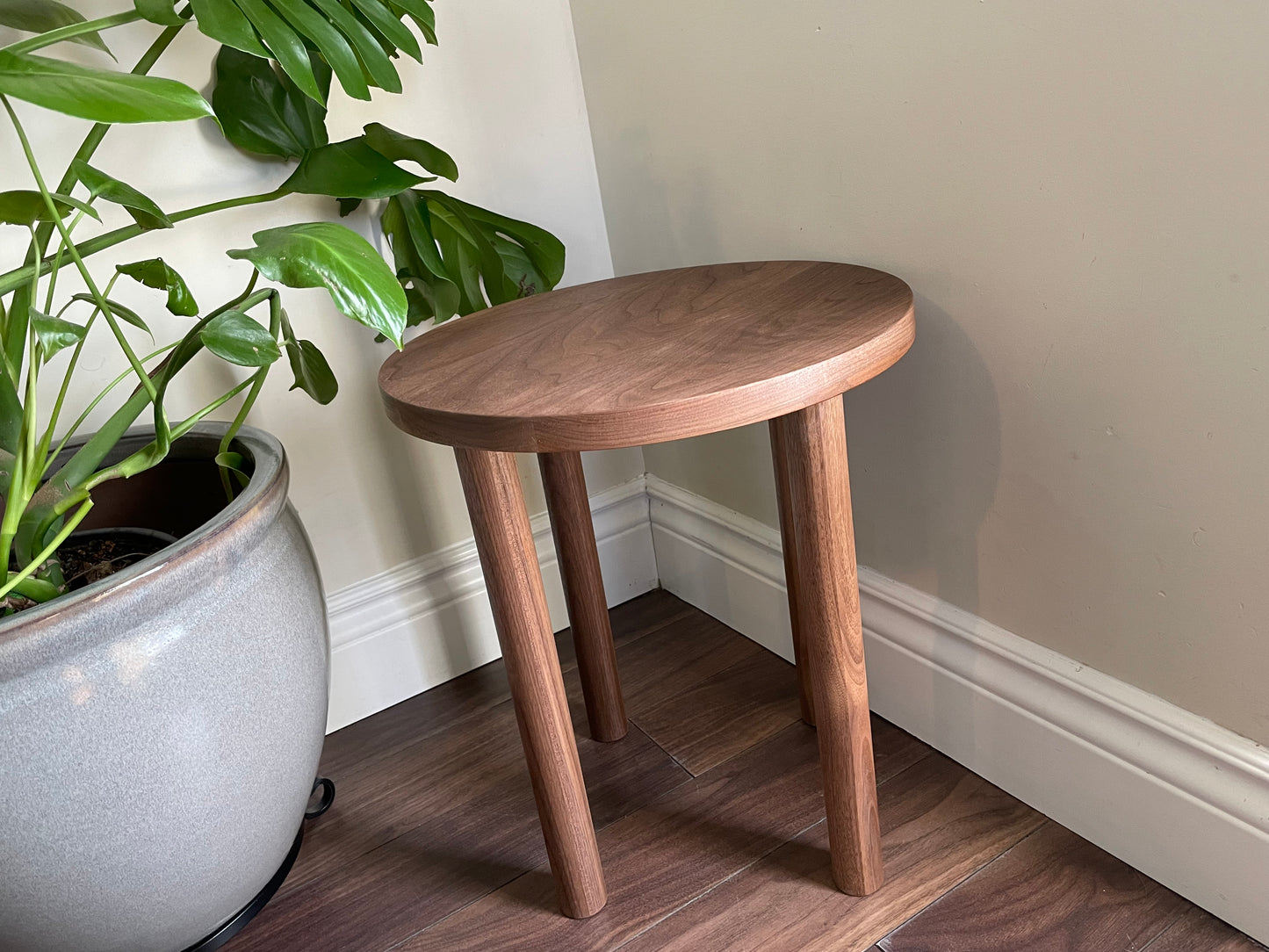 Round Walnut Side Table. Solid Black Walnut. Handmade End Table. Kids Table. Plant Stand