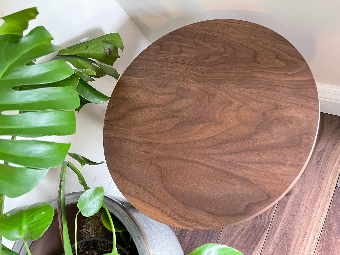 Round Walnut Side Table. Solid Black Walnut. Handmade End Table. Kids Table. Plant Stand