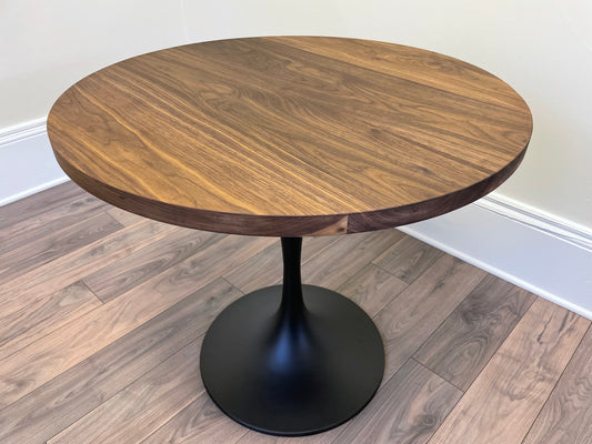 Round Walnut Dining Table. Build Your Own Round Table. Kitchen Table. Metal or Hardwood Legs