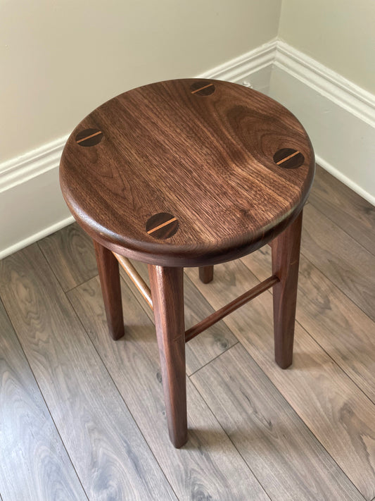 Solid Black Walnut Barstools.  Handcrafted, Wedged Mortis and Tenon Design.  Holds Adult Weight